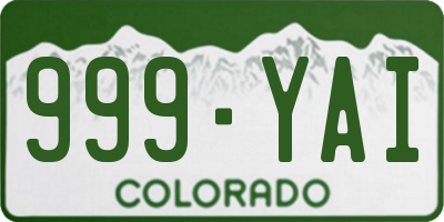 CO license plate 999YAI