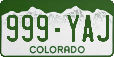 CO license plate 999YAJ