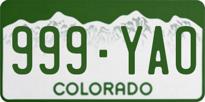 CO license plate 999YAO