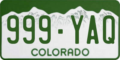CO license plate 999YAQ