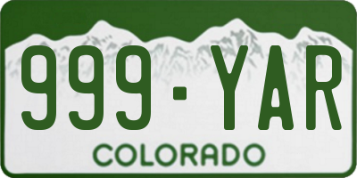 CO license plate 999YAR