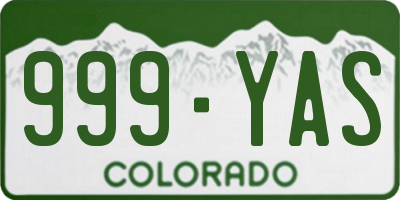 CO license plate 999YAS