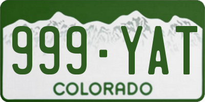 CO license plate 999YAT