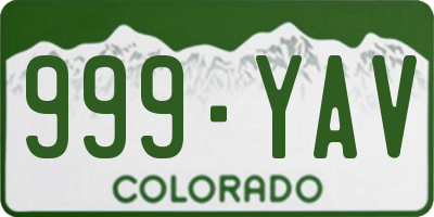 CO license plate 999YAV