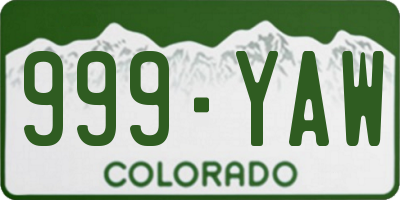 CO license plate 999YAW