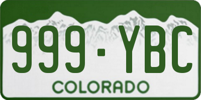 CO license plate 999YBC
