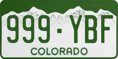 CO license plate 999YBF