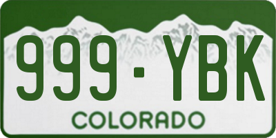 CO license plate 999YBK