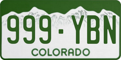 CO license plate 999YBN
