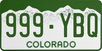 CO license plate 999YBQ