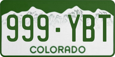 CO license plate 999YBT