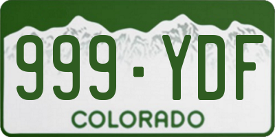 CO license plate 999YDF