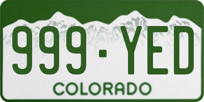 CO license plate 999YED