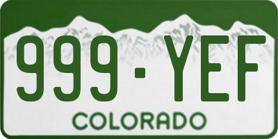 CO license plate 999YEF