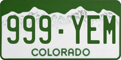 CO license plate 999YEM