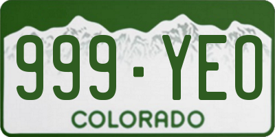 CO license plate 999YEO