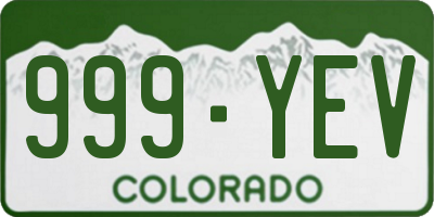 CO license plate 999YEV