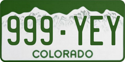 CO license plate 999YEY