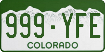 CO license plate 999YFE
