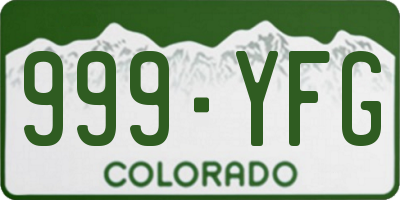 CO license plate 999YFG