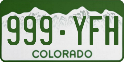 CO license plate 999YFH