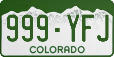 CO license plate 999YFJ