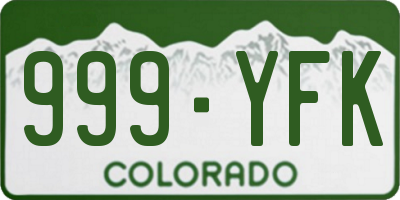 CO license plate 999YFK