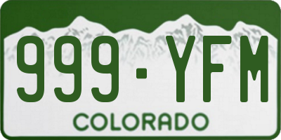 CO license plate 999YFM