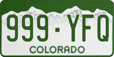 CO license plate 999YFQ