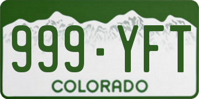 CO license plate 999YFT