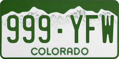 CO license plate 999YFW