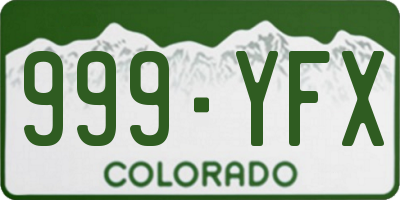 CO license plate 999YFX
