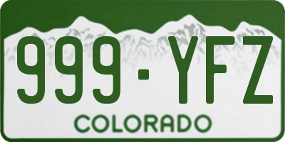 CO license plate 999YFZ