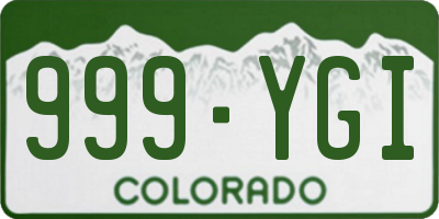 CO license plate 999YGI