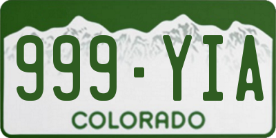 CO license plate 999YIA