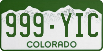 CO license plate 999YIC