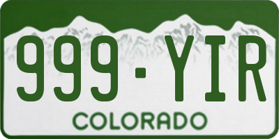 CO license plate 999YIR