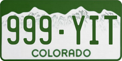 CO license plate 999YIT