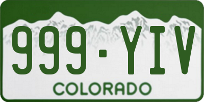 CO license plate 999YIV