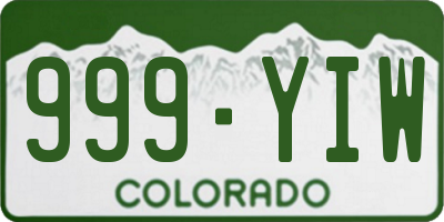 CO license plate 999YIW