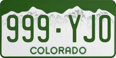 CO license plate 999YJO