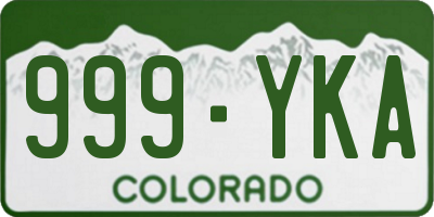 CO license plate 999YKA
