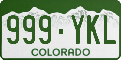 CO license plate 999YKL