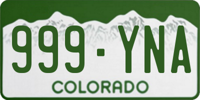CO license plate 999YNA