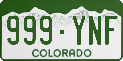 CO license plate 999YNF