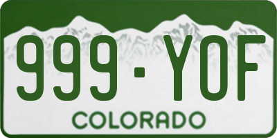 CO license plate 999YOF