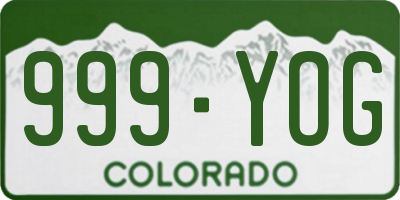 CO license plate 999YOG