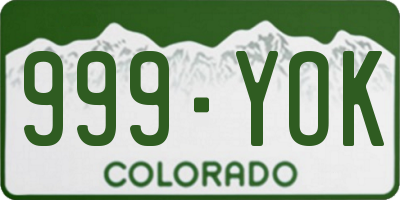 CO license plate 999YOK