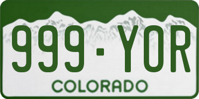 CO license plate 999YOR