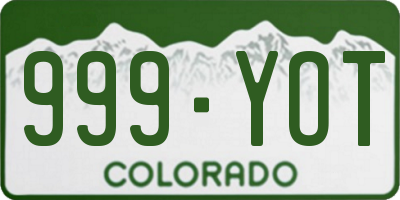 CO license plate 999YOT